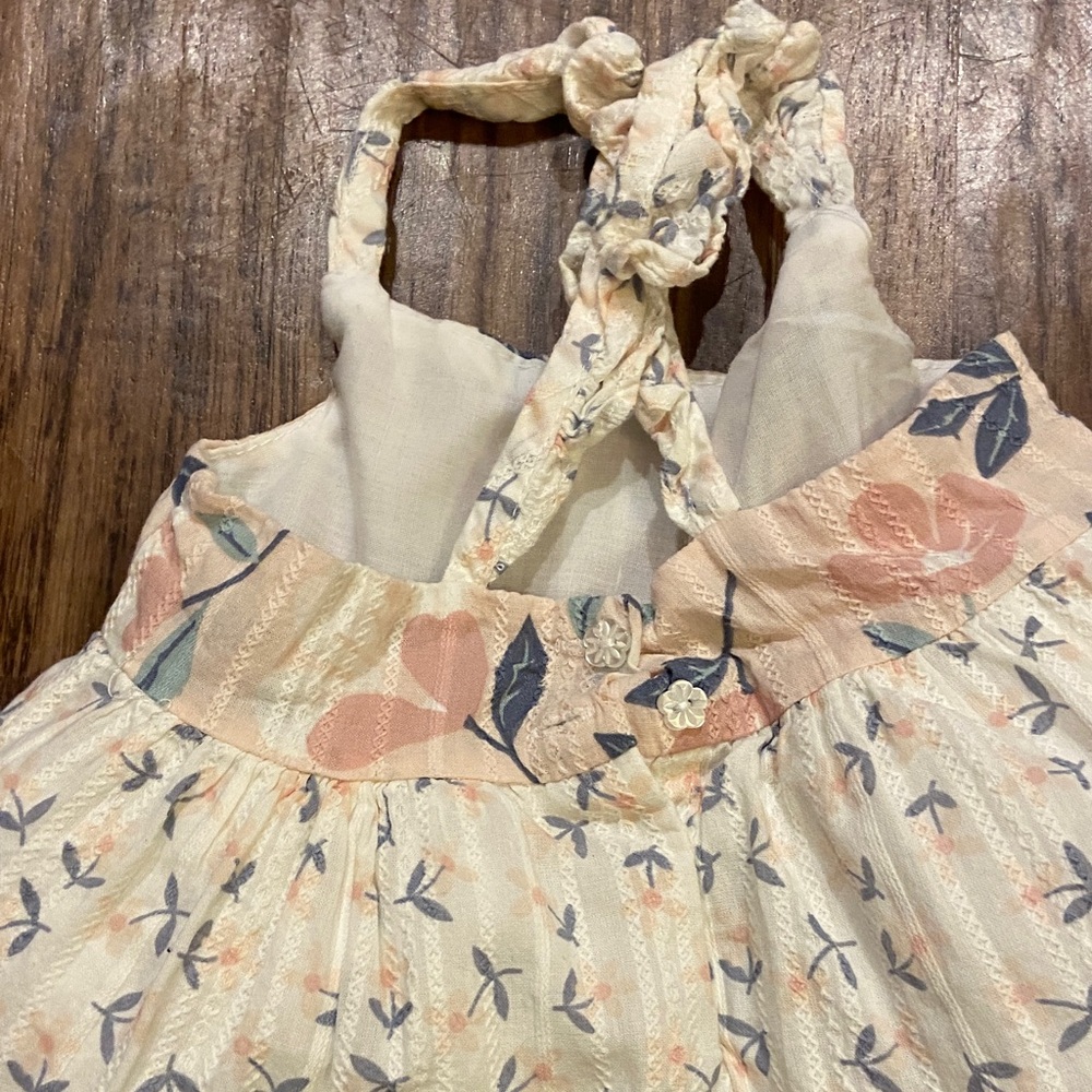 Floral Kids Dress in Cream and Pink - Picture 3 of 3